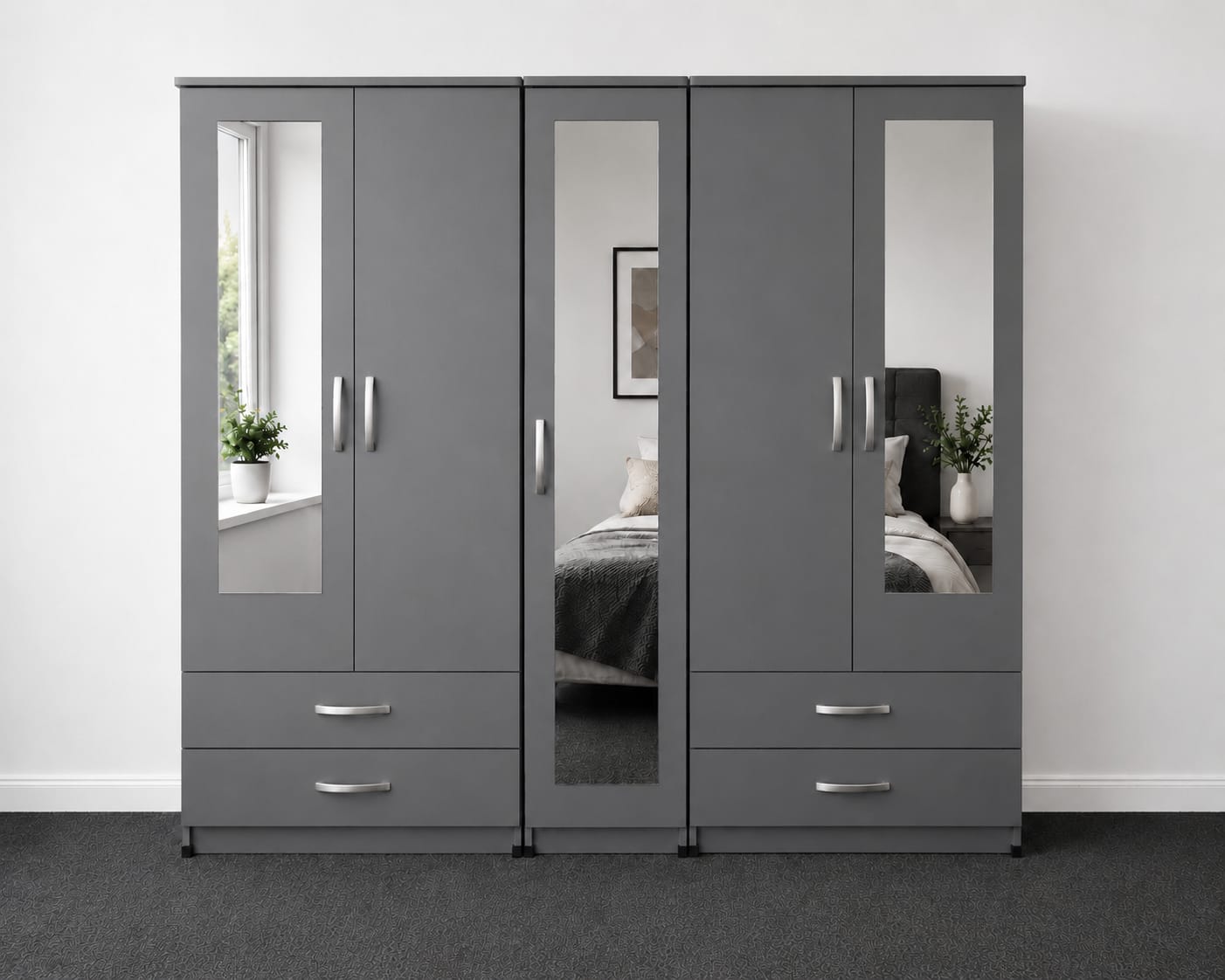 3 Mirror & 2 Drawers ( 5 DOOR)