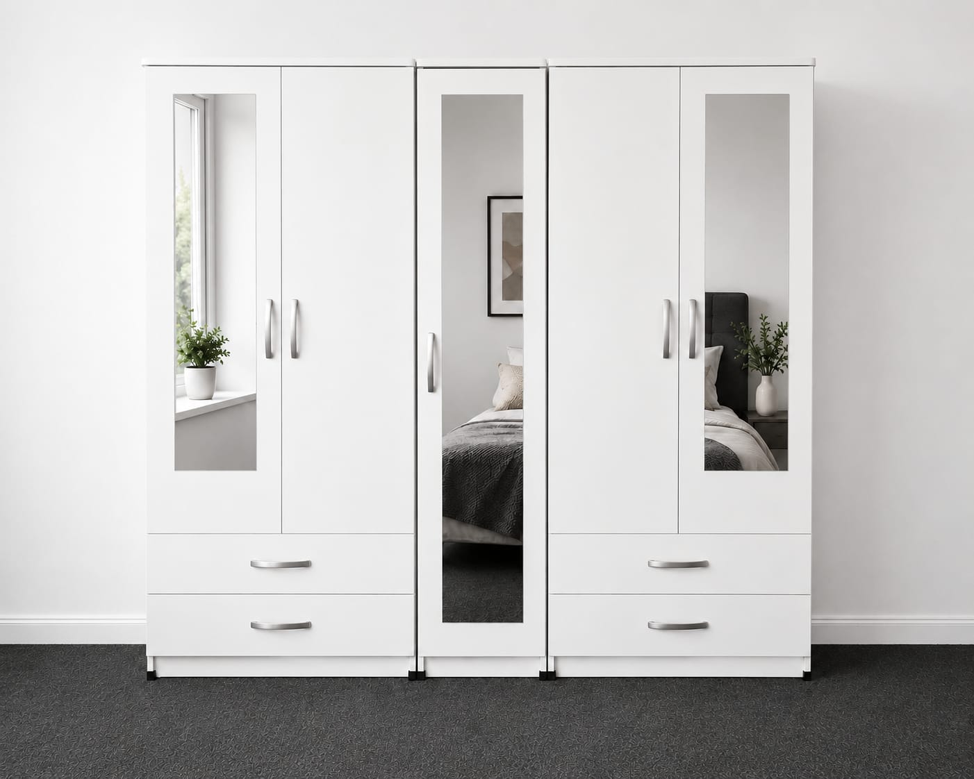 3 Mirror & 2 Drawers ( 5 DOOR)