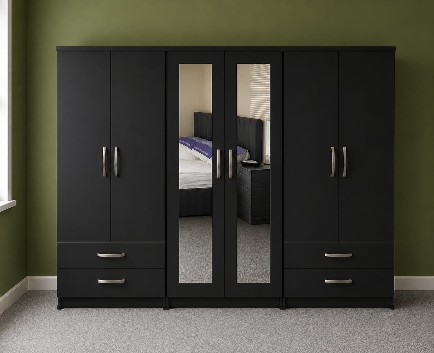 2 Mirror & 2 Drawers ( 6 DOOR)