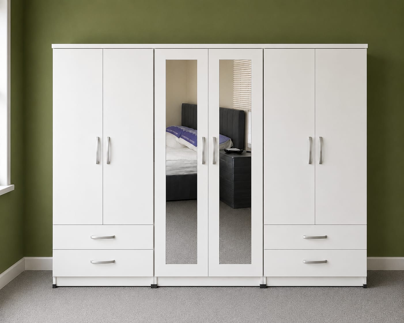 2 Mirror & 2 Drawers ( 6 DOOR)