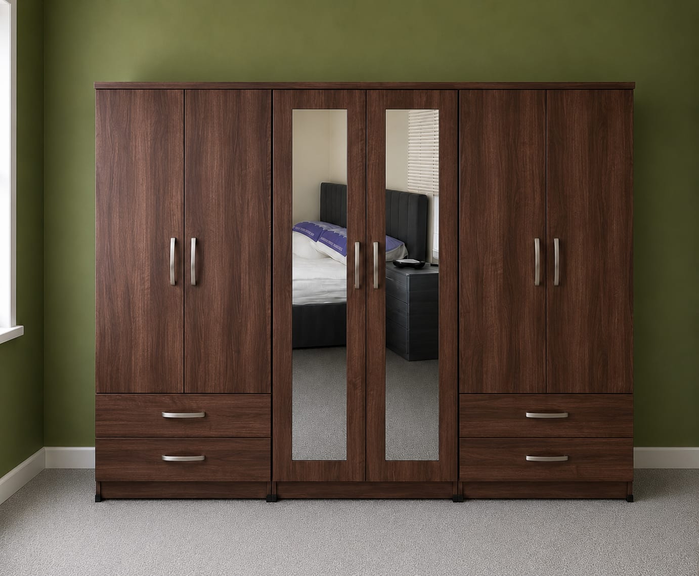 2 Mirror & 2 Drawers ( 6 DOOR)