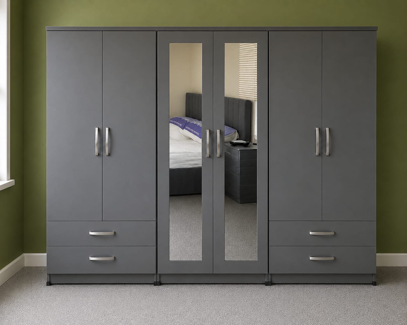 2 Mirror & 2 Drawers ( 6 DOOR)