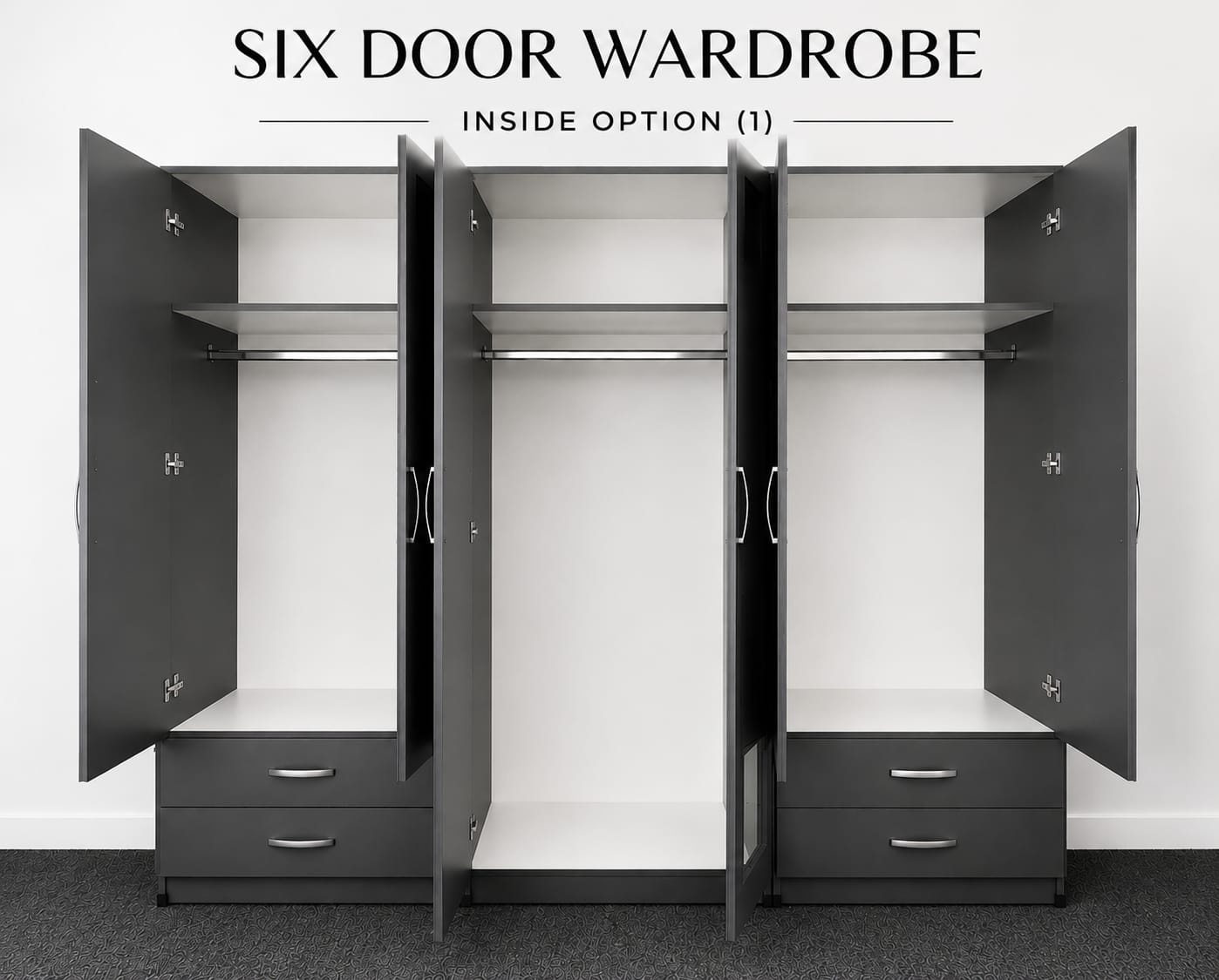 2 Mirror & 2 Drawers ( 6 DOOR)