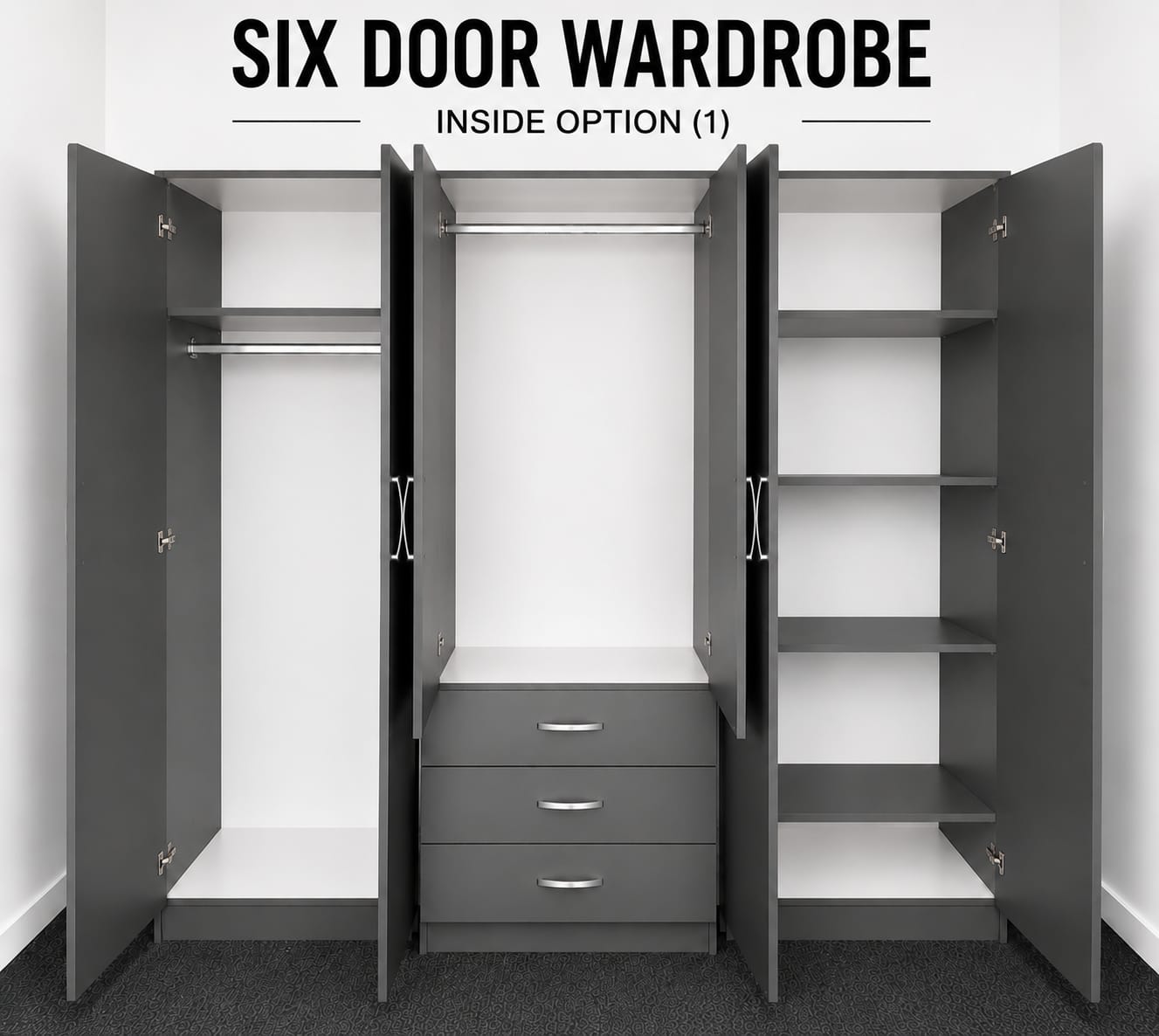 No Mirror & 3 Drawers ( 6 DOOR)
