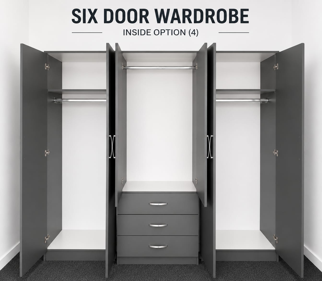 No Mirror & 3 Drawers ( 6 DOOR)