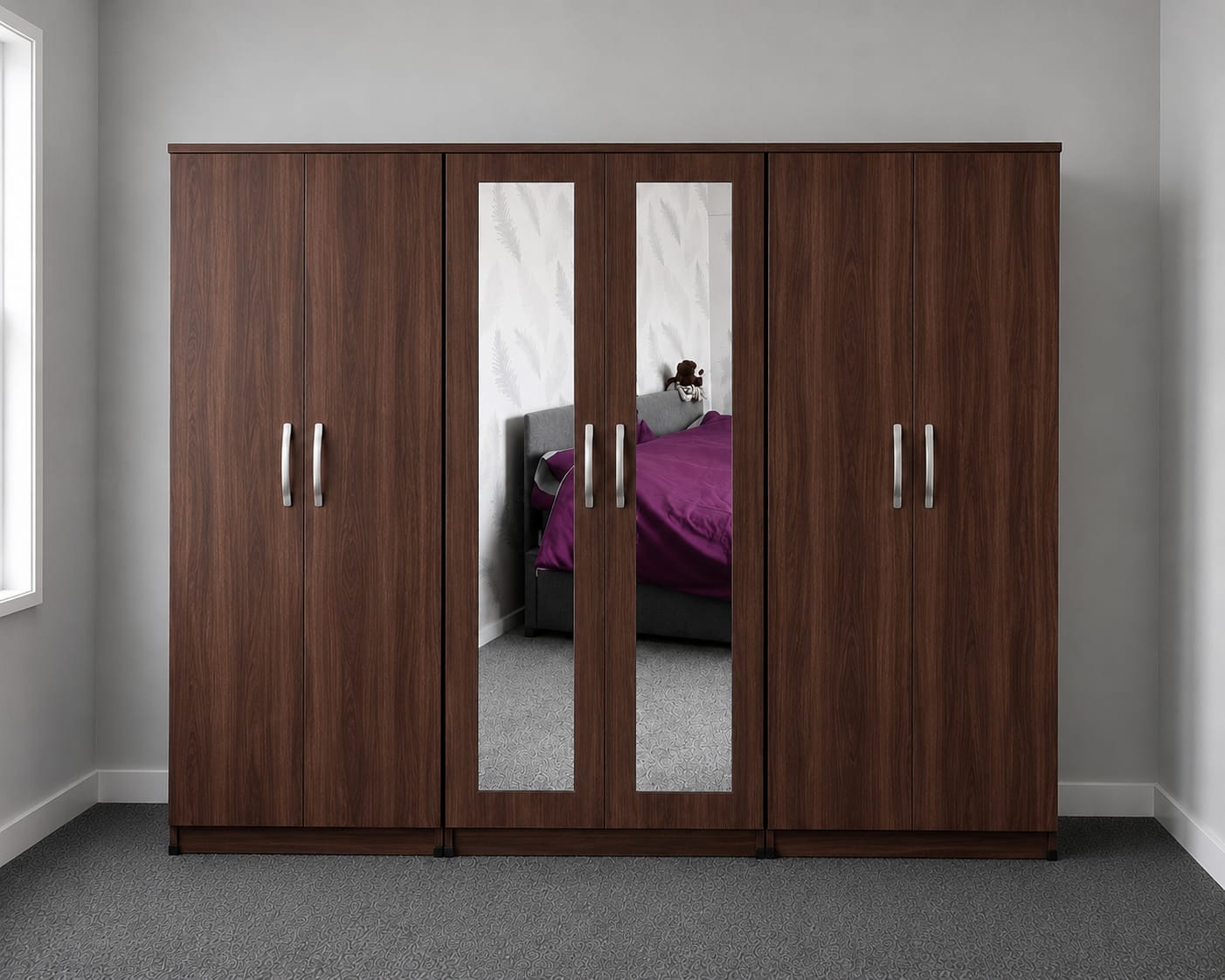 2 Mirrors- No Drawers( 6 DOOR)