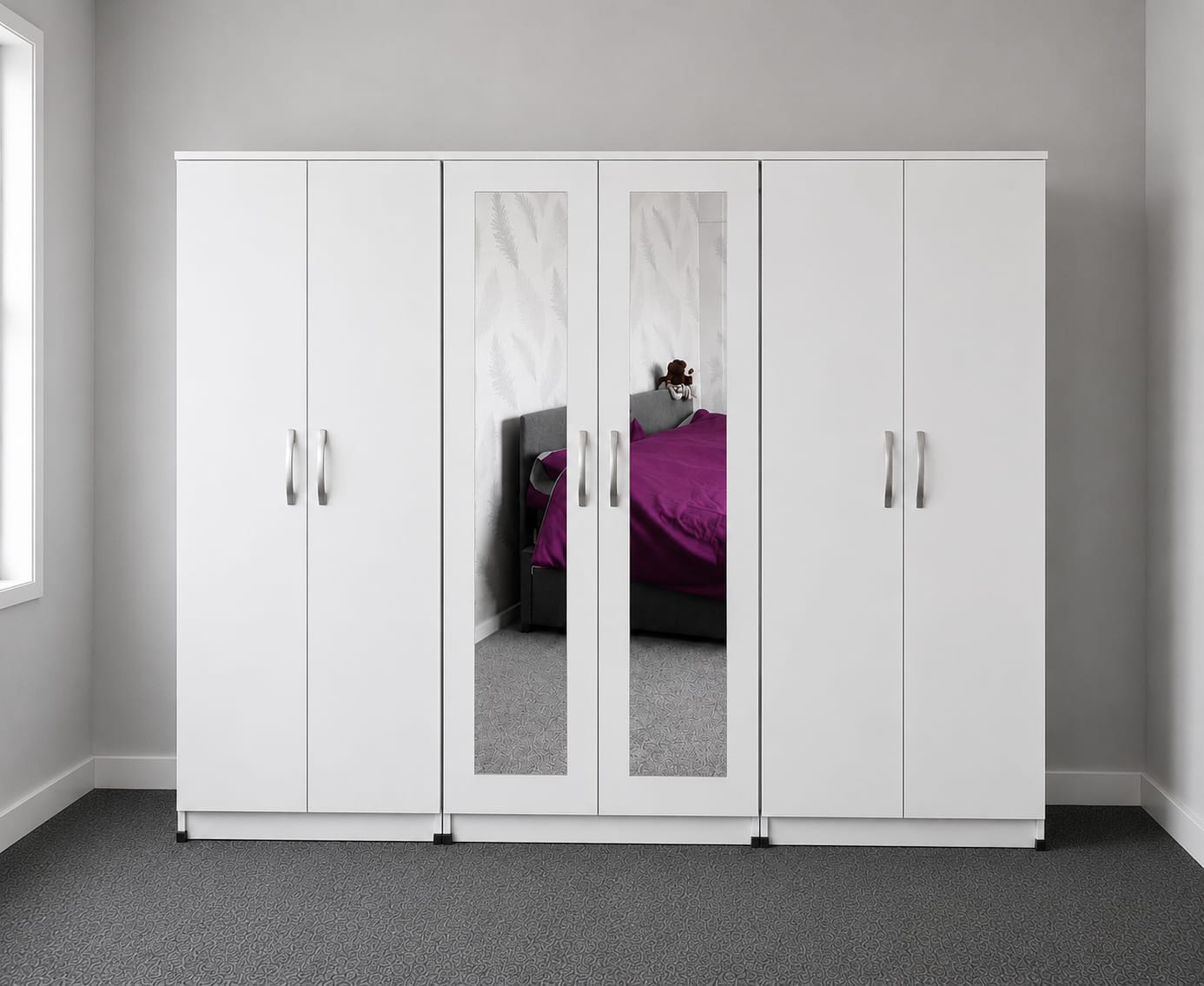 2 Mirrors- No Drawers( 6 DOOR)