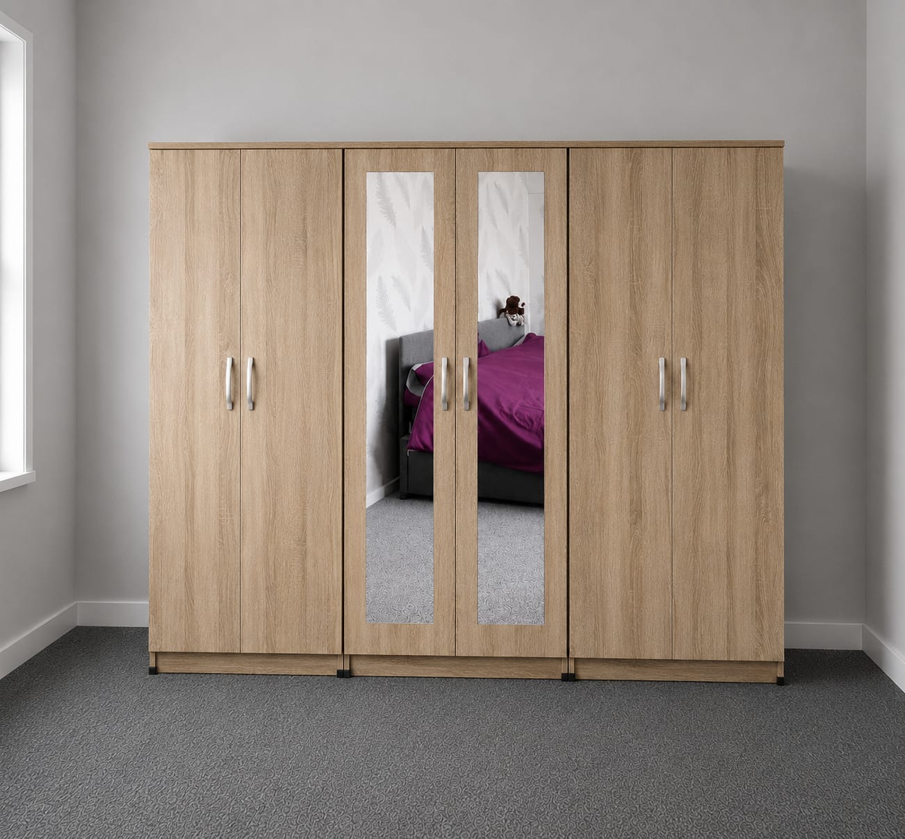 2 Mirrors- No Drawers( 6 DOOR)