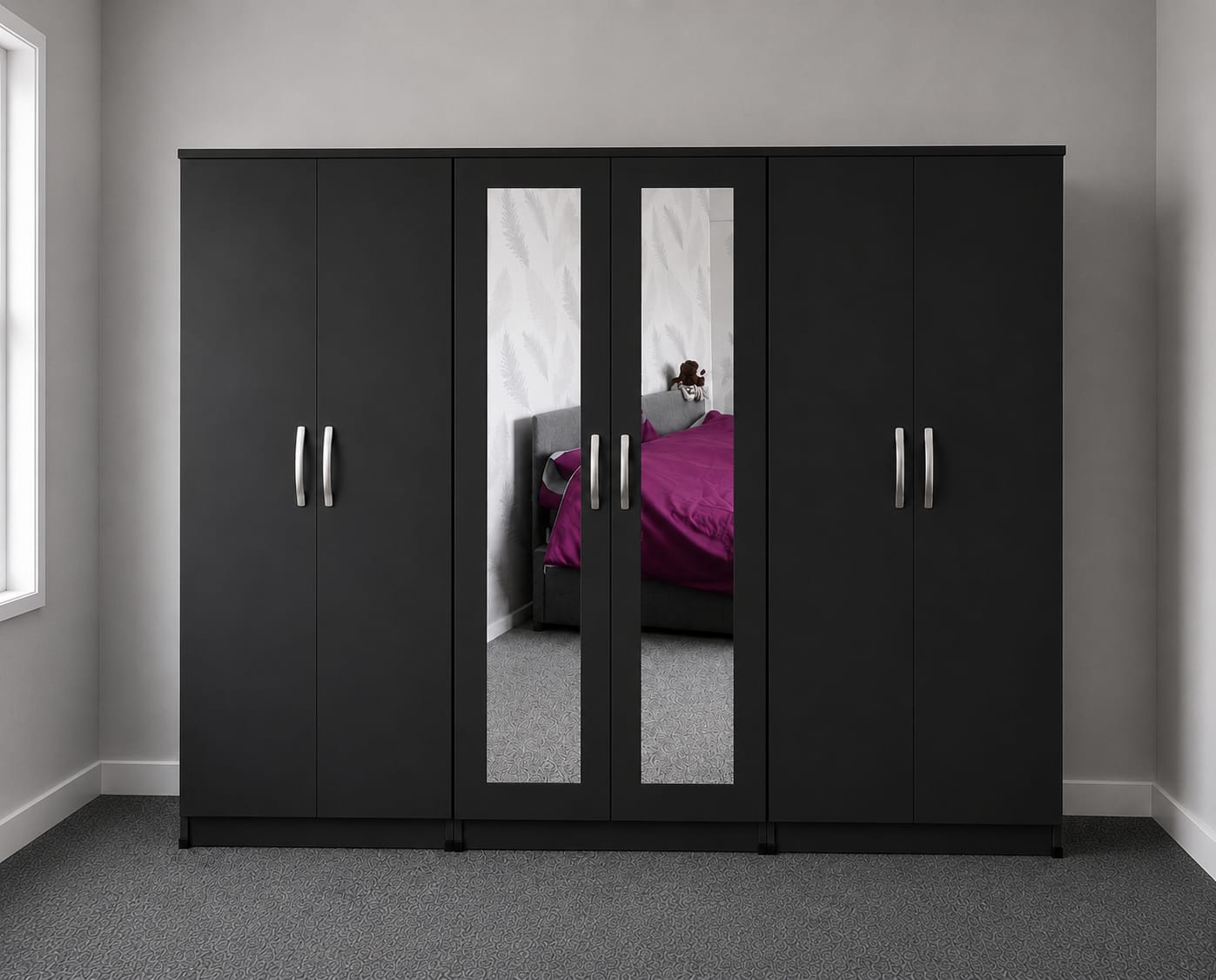 2 Mirrors- No Drawers( 6 DOOR)