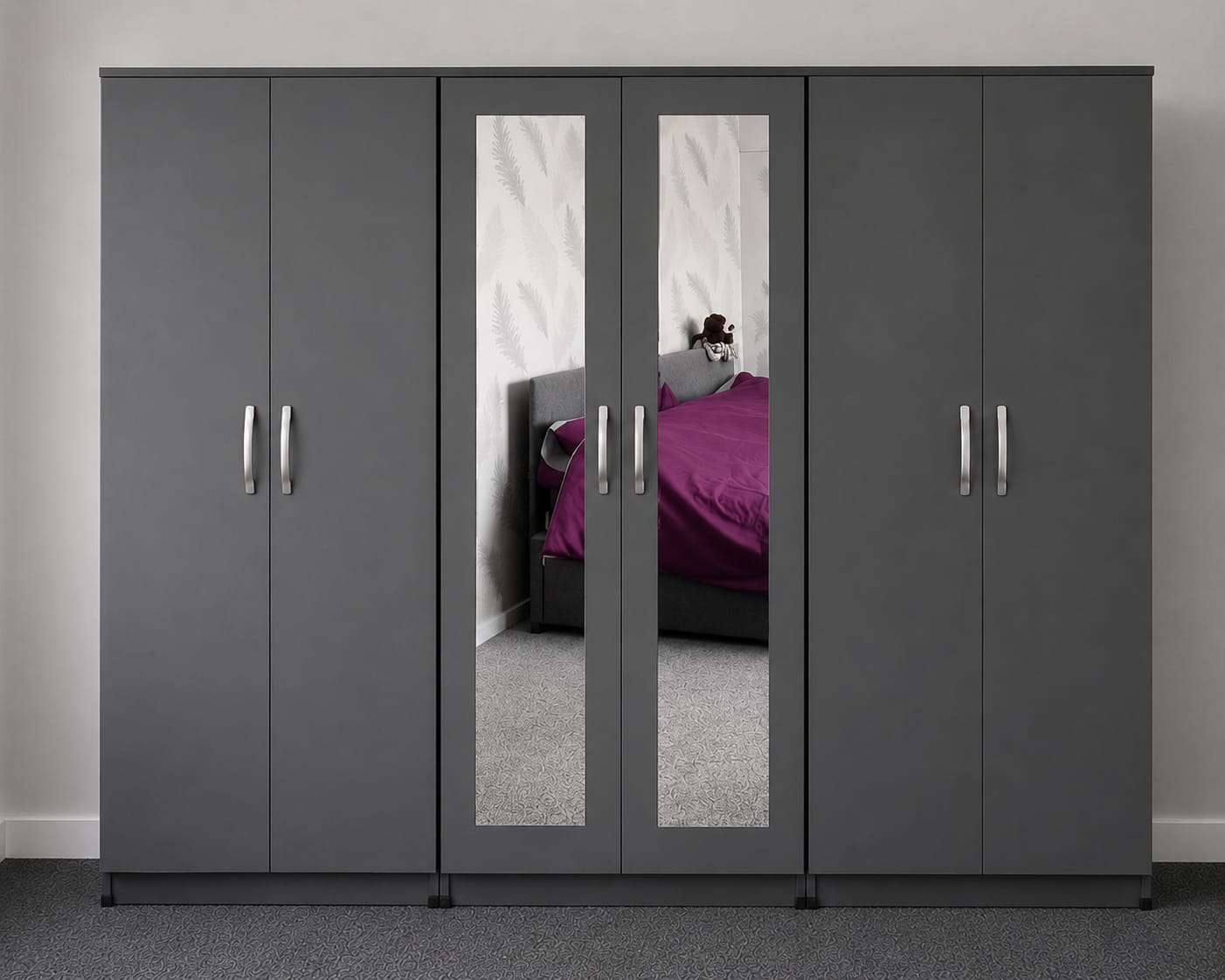 2 Mirrors- No Drawers( 6 DOOR)