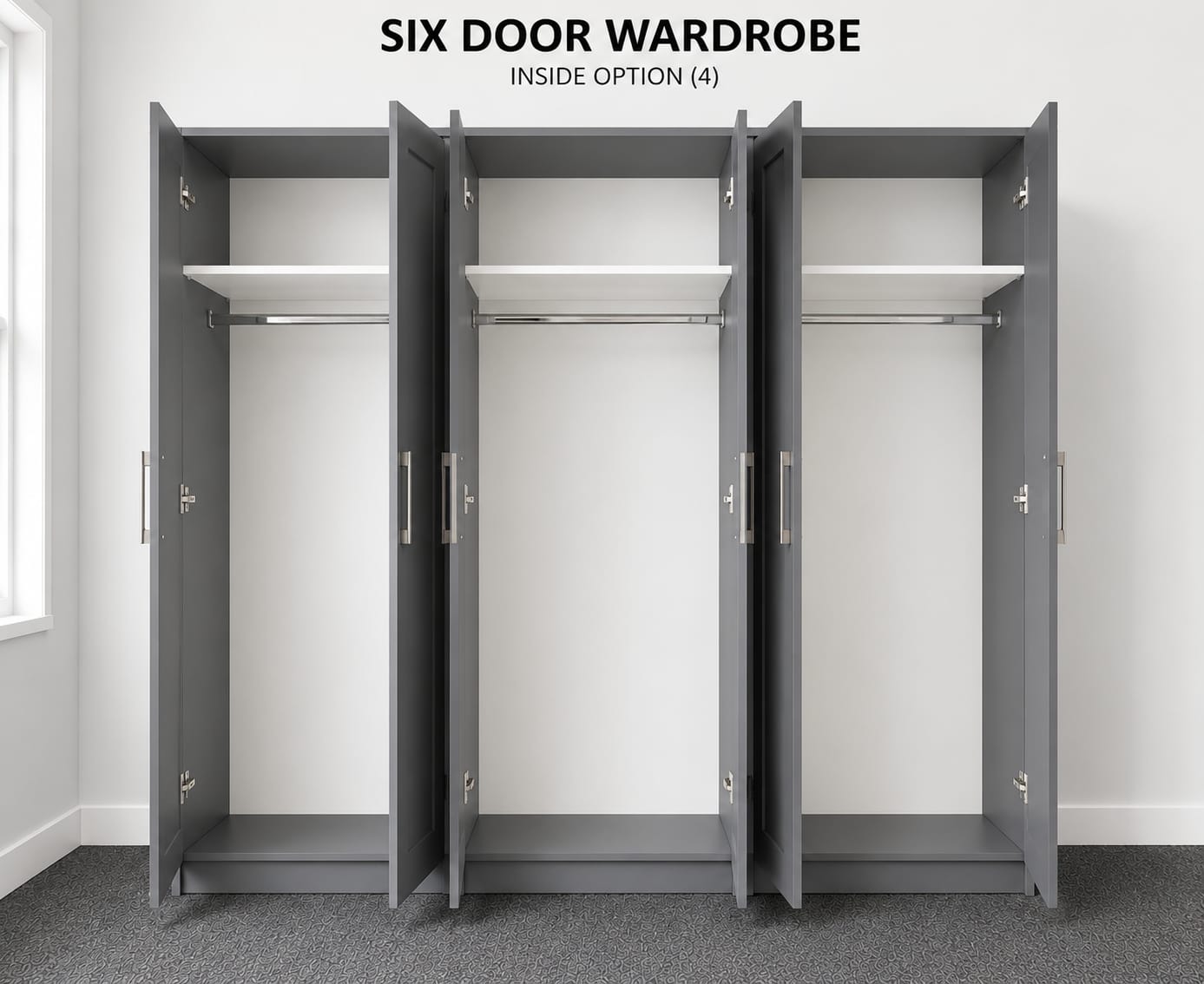 2 Mirrors- No Drawers( 6 DOOR)