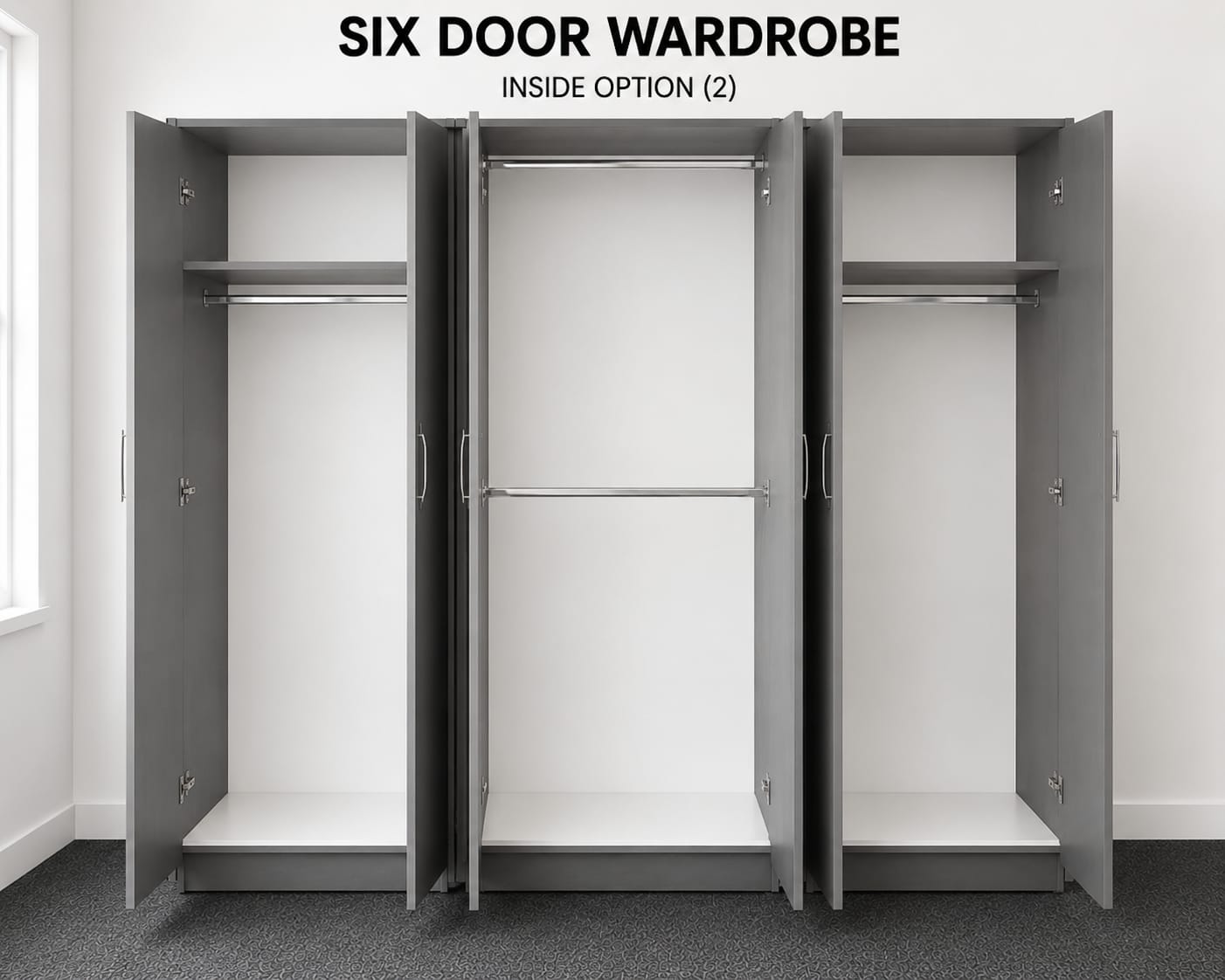 2 Mirrors- No Drawers( 6 DOOR)