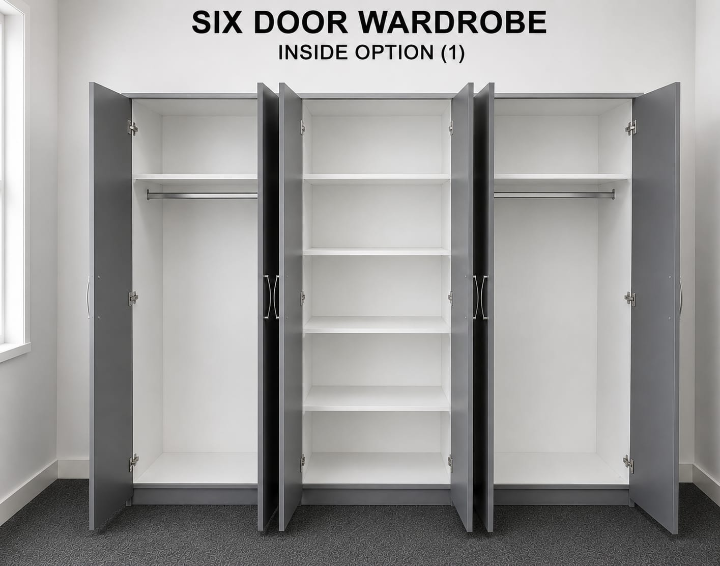 2 Mirrors- No Drawers( 6 DOOR)