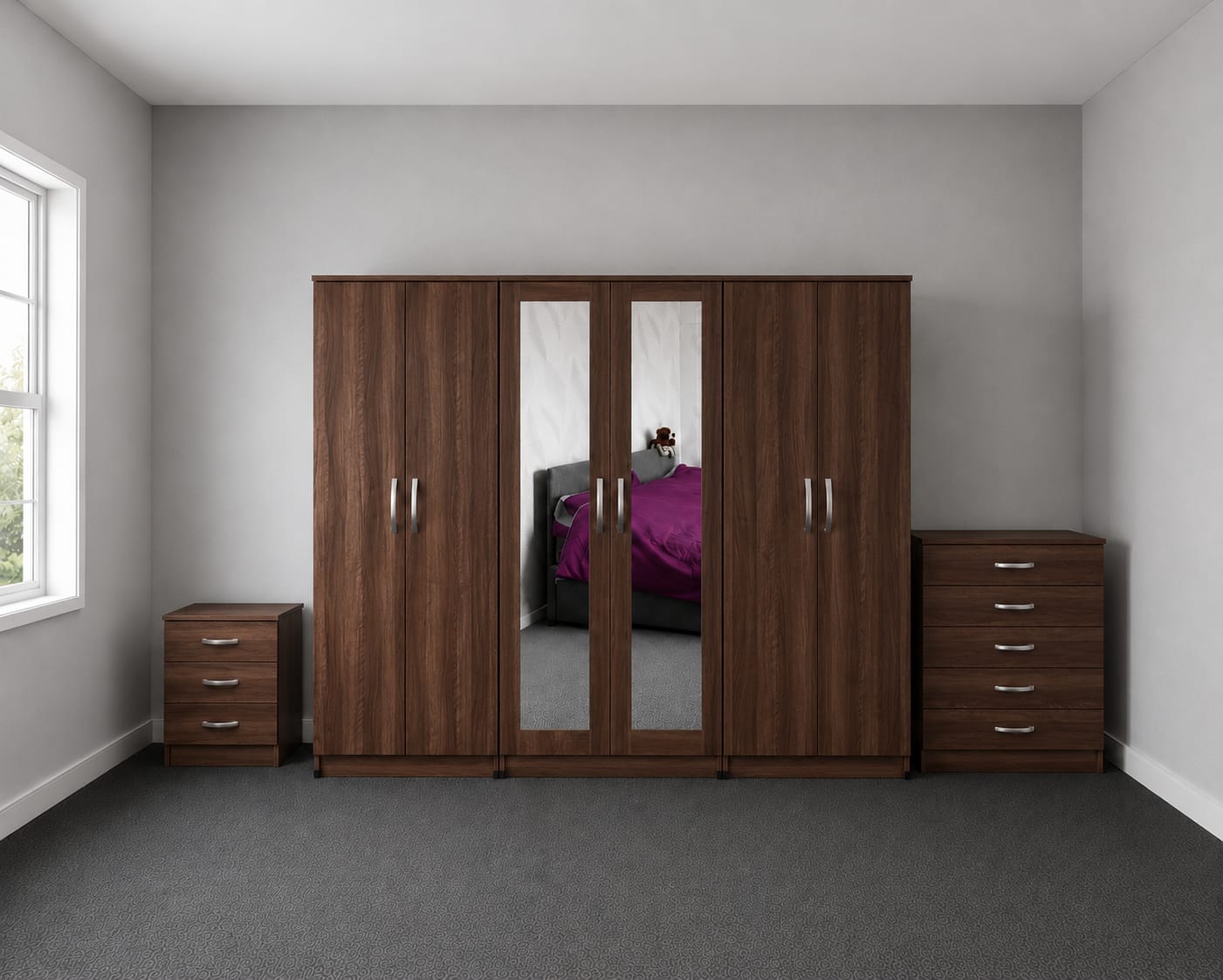2 Mirrors- No Drawers( 6 DOOR SET)