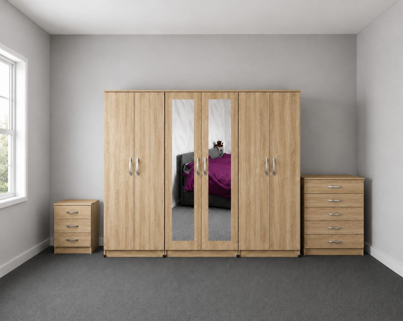 2 Mirrors- No Drawers( 6 DOOR SET)