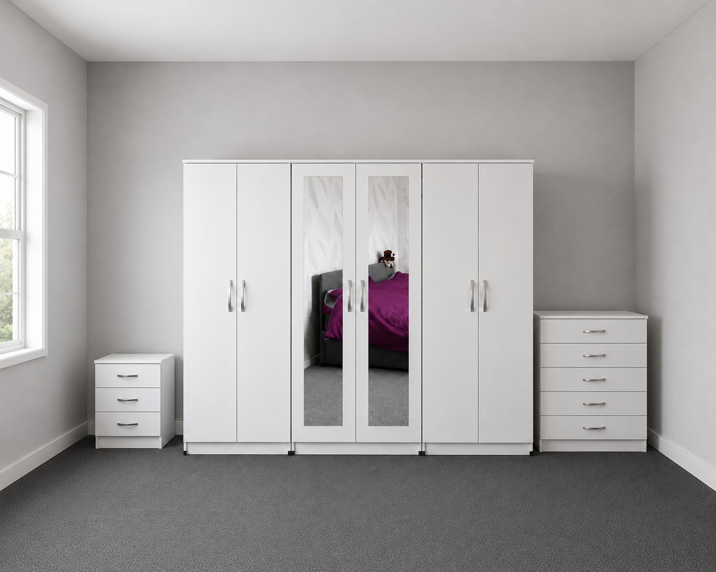 2 Mirrors- No Drawers( 6 DOOR SET)