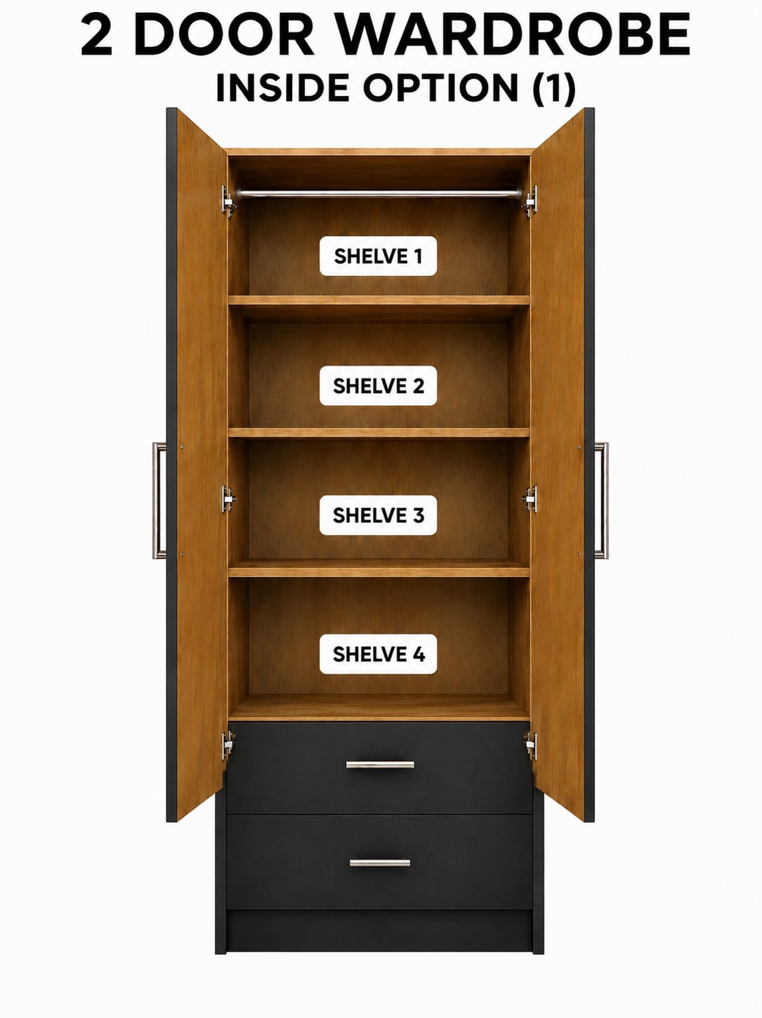 2 Mirrors & 2 Drawer (2- DOOR SET