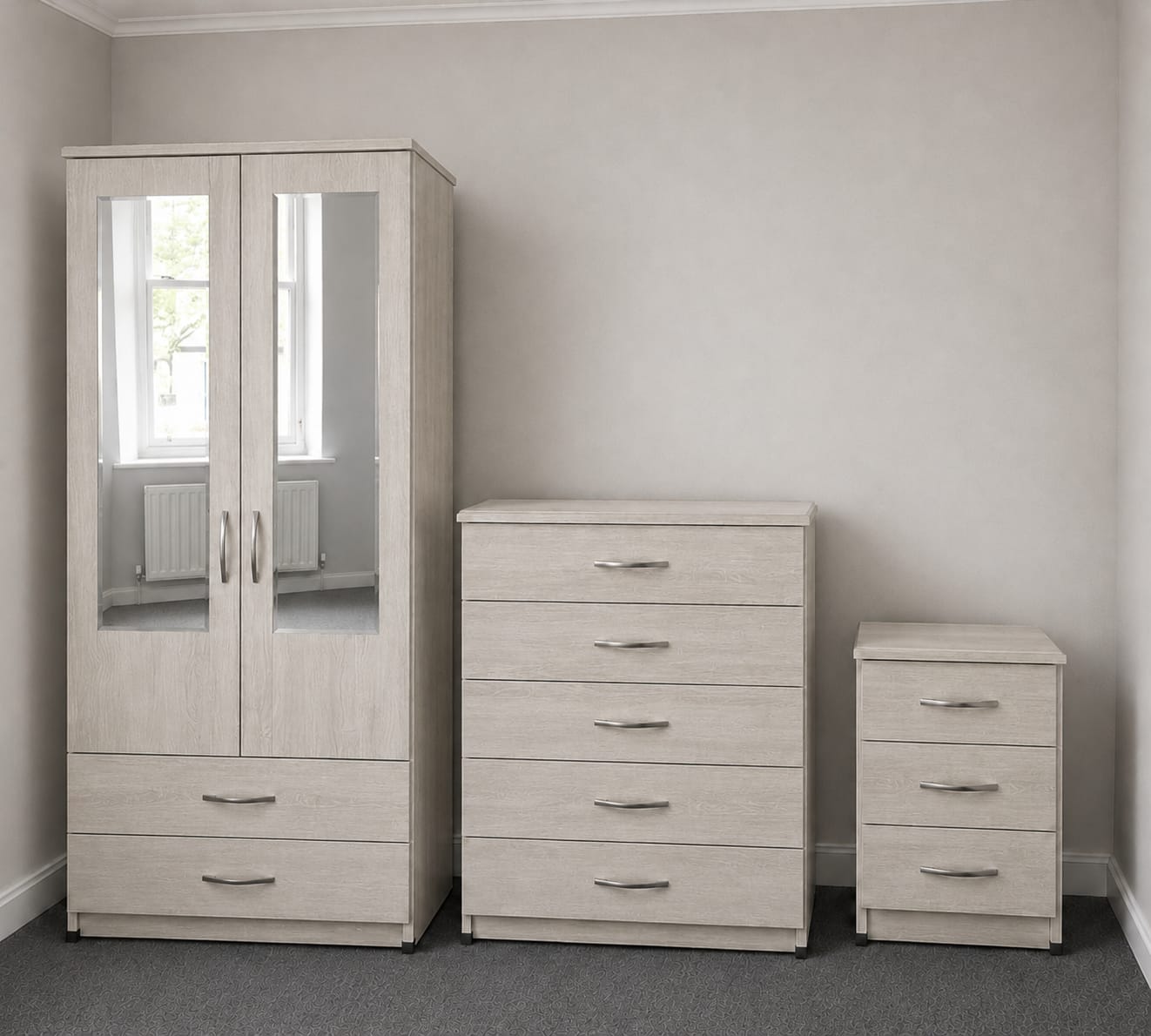 2 Mirrors & 2 Drawer (2- DOOR SET