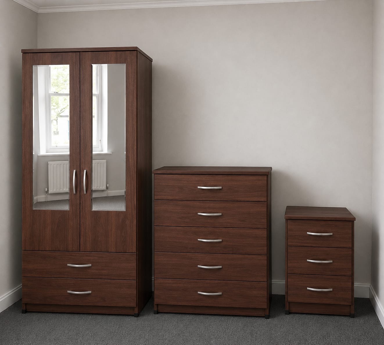 2 Mirrors & 2 Drawer (2- DOOR SET