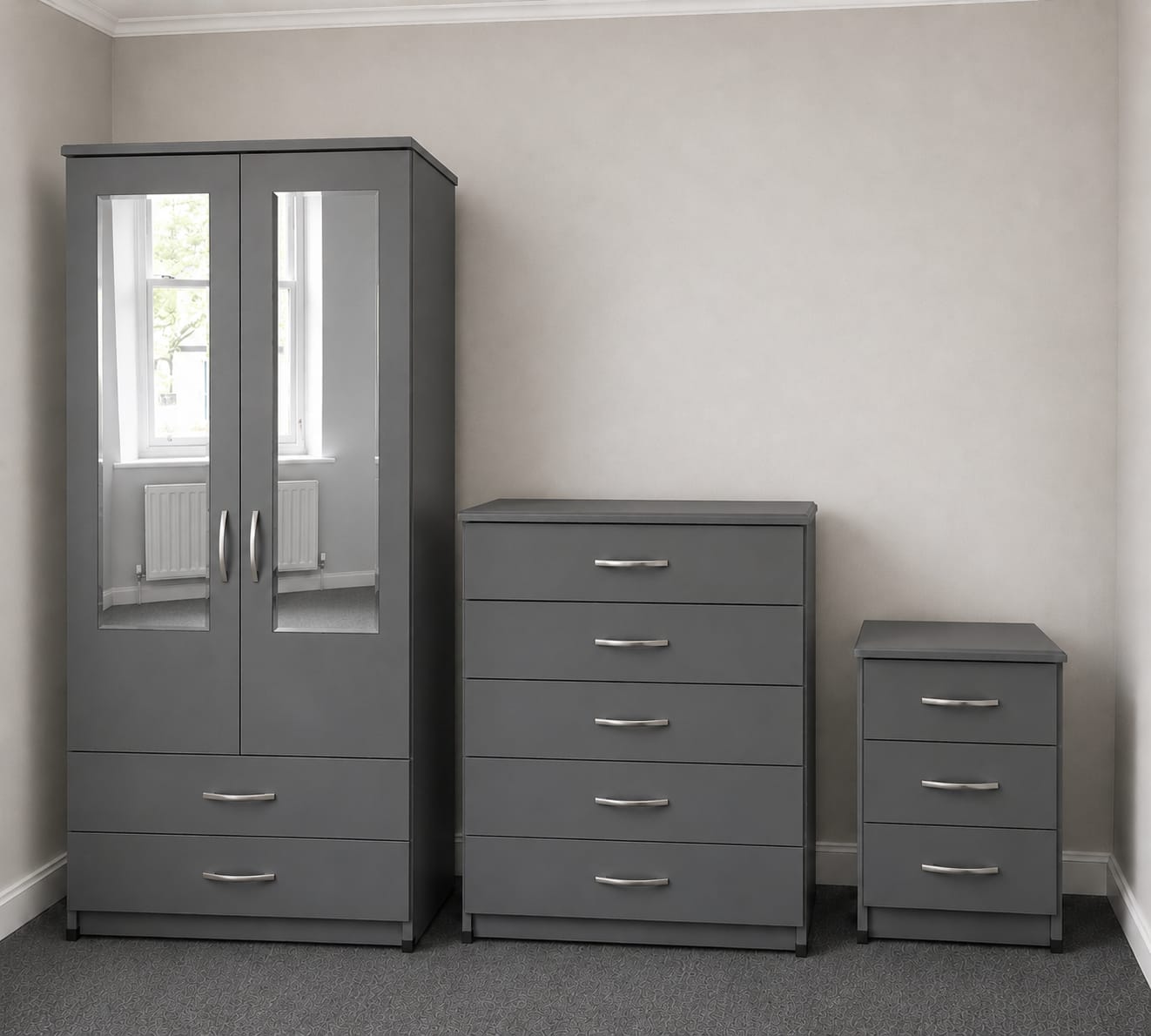 2 Mirrors & 2 Drawer (2- DOOR SET
