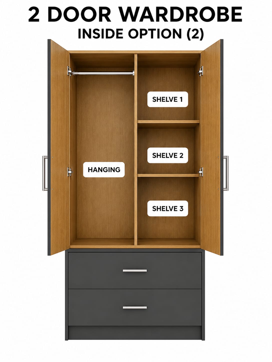 2 Mirrors & 2 Drawer (2- DOOR SET